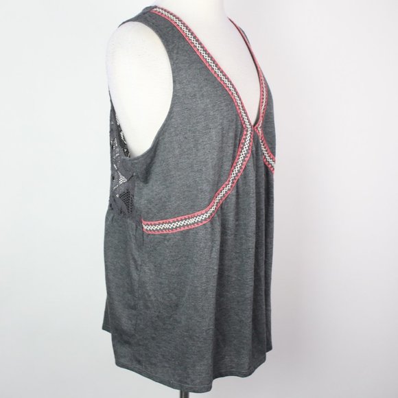 Torrid Womens 1X Embroidered Crochet Back Tank Top - Picture 2 of 4